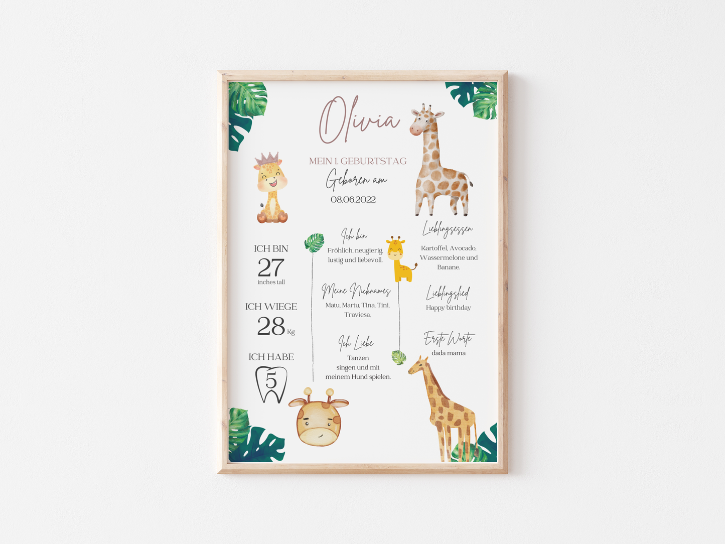 Baby Milestone Card | Giraffe Theme