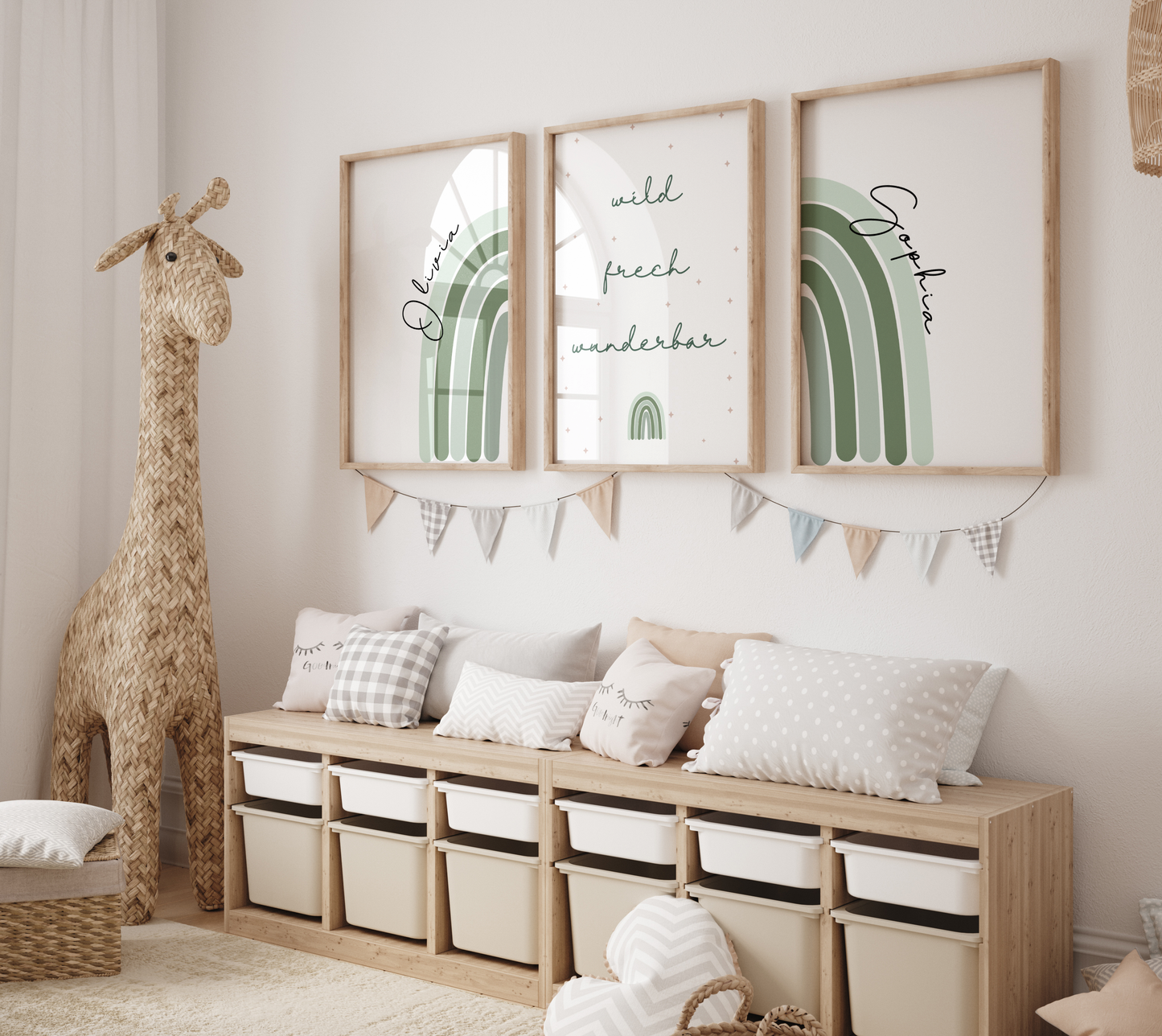 Set of 3 boho rainbow and name posters