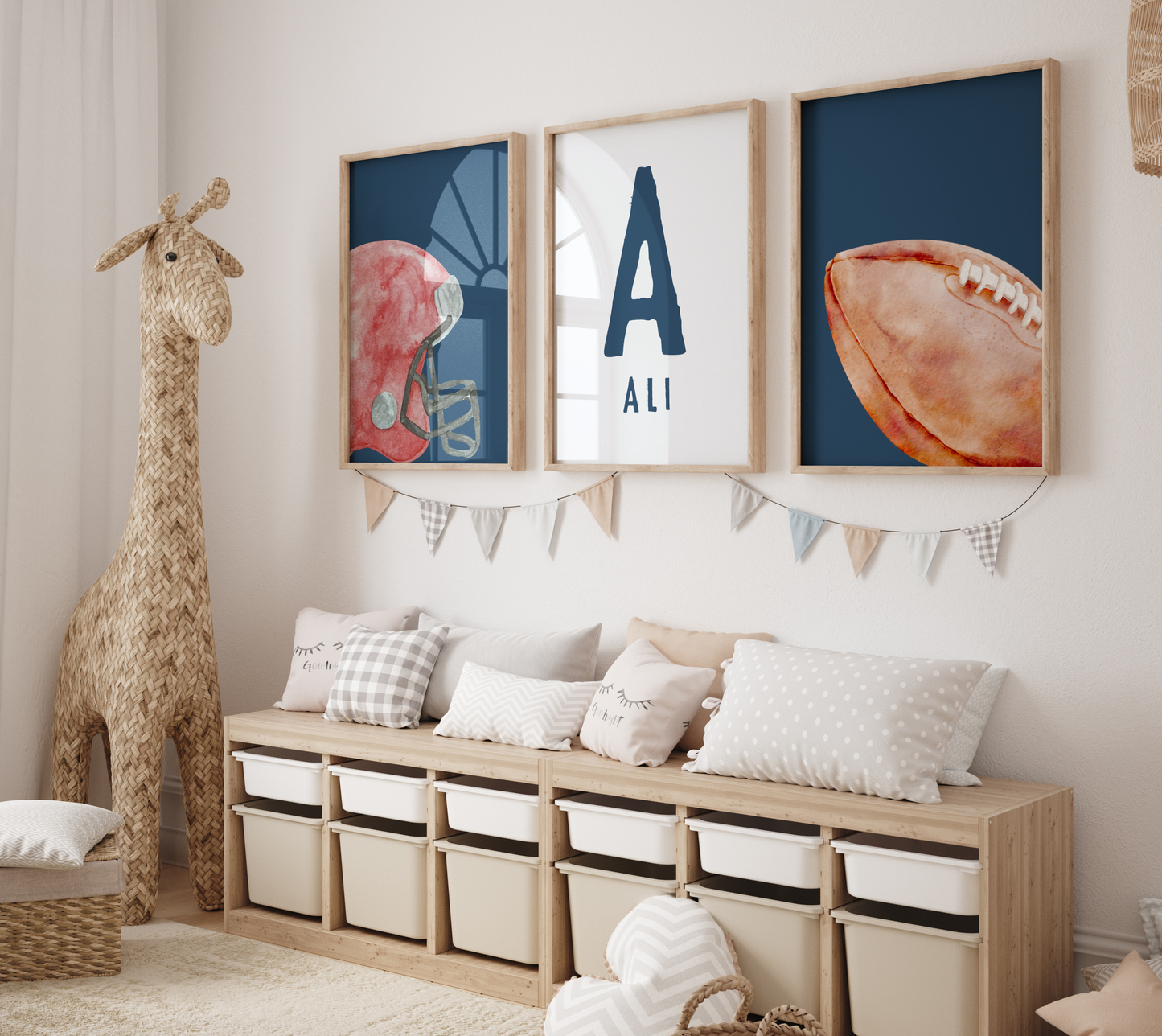 Sports-Themed Wall Art | Toddler Boy Room Decor | Customised Name
