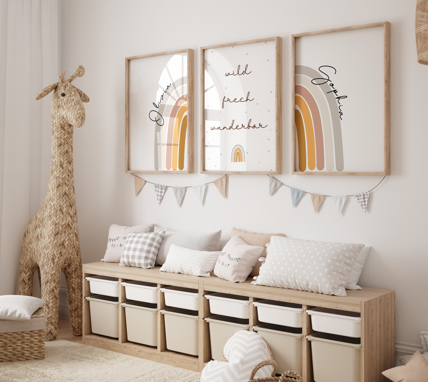 Set of 3 boho rainbow and name posters