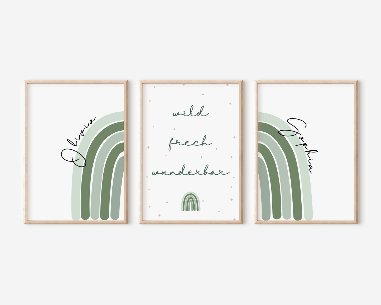 Set of 3 boho rainbow and name posters
