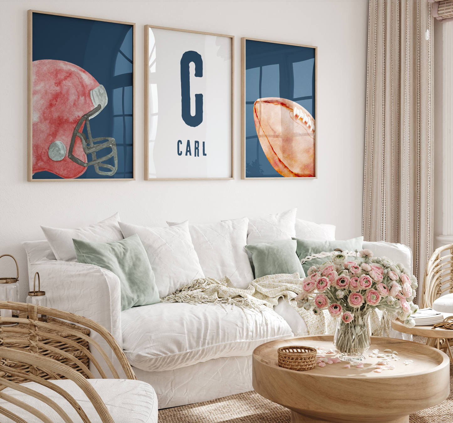 Sports-Themed Wall Art | Toddler Boy Room Decor | Customised Name