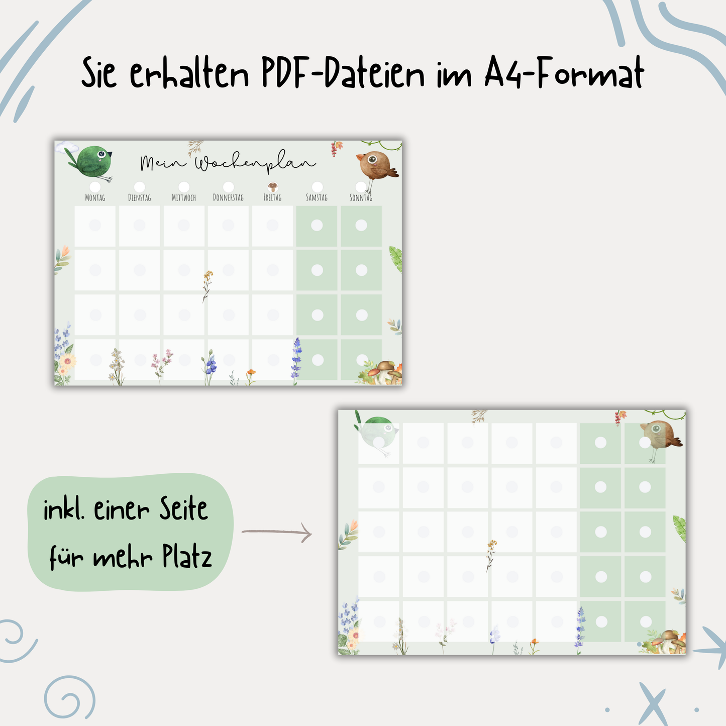 Wald-Wochenplan für Kinder zum Ausdrucken als PDF