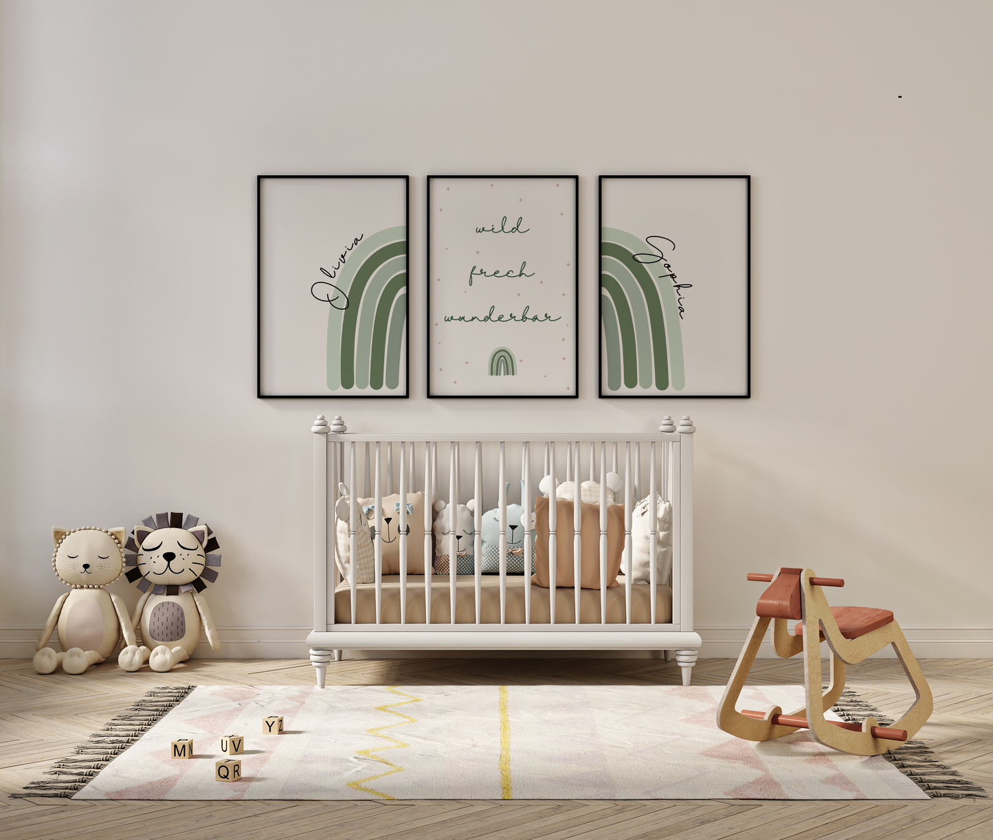 Set of 3 boho rainbow and name posters