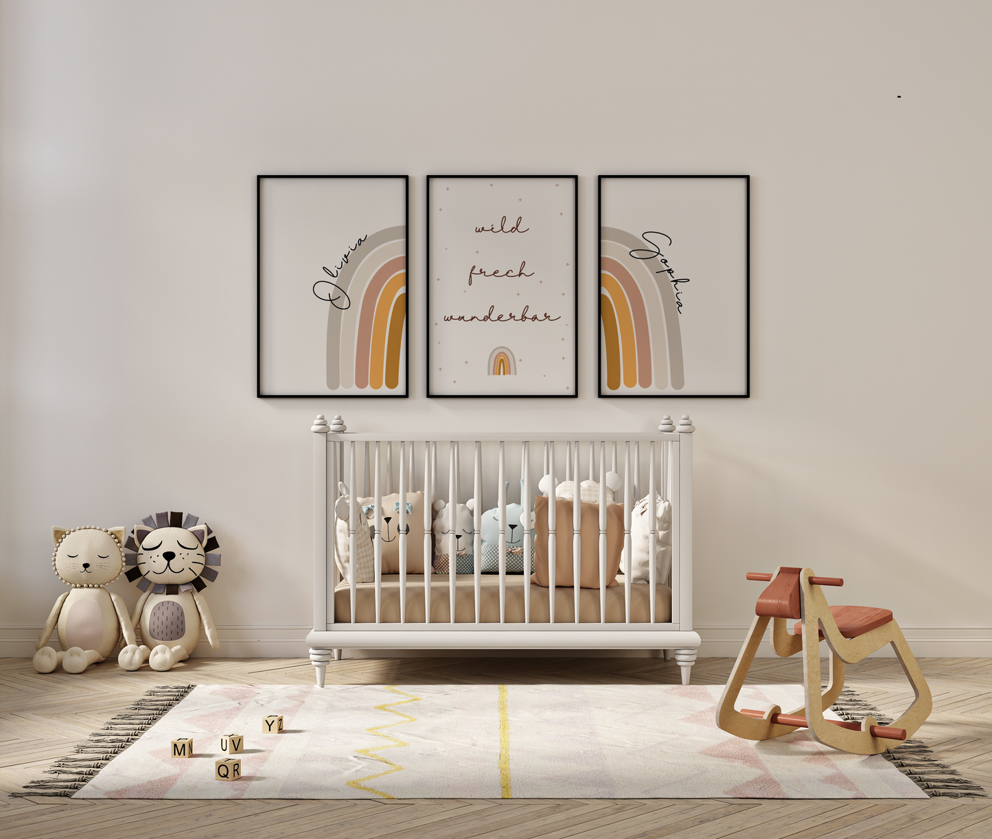Set of 3 boho rainbow and name posters