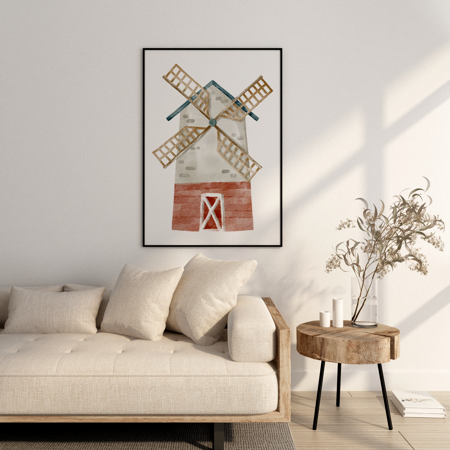 Watercolour Windmill Poster