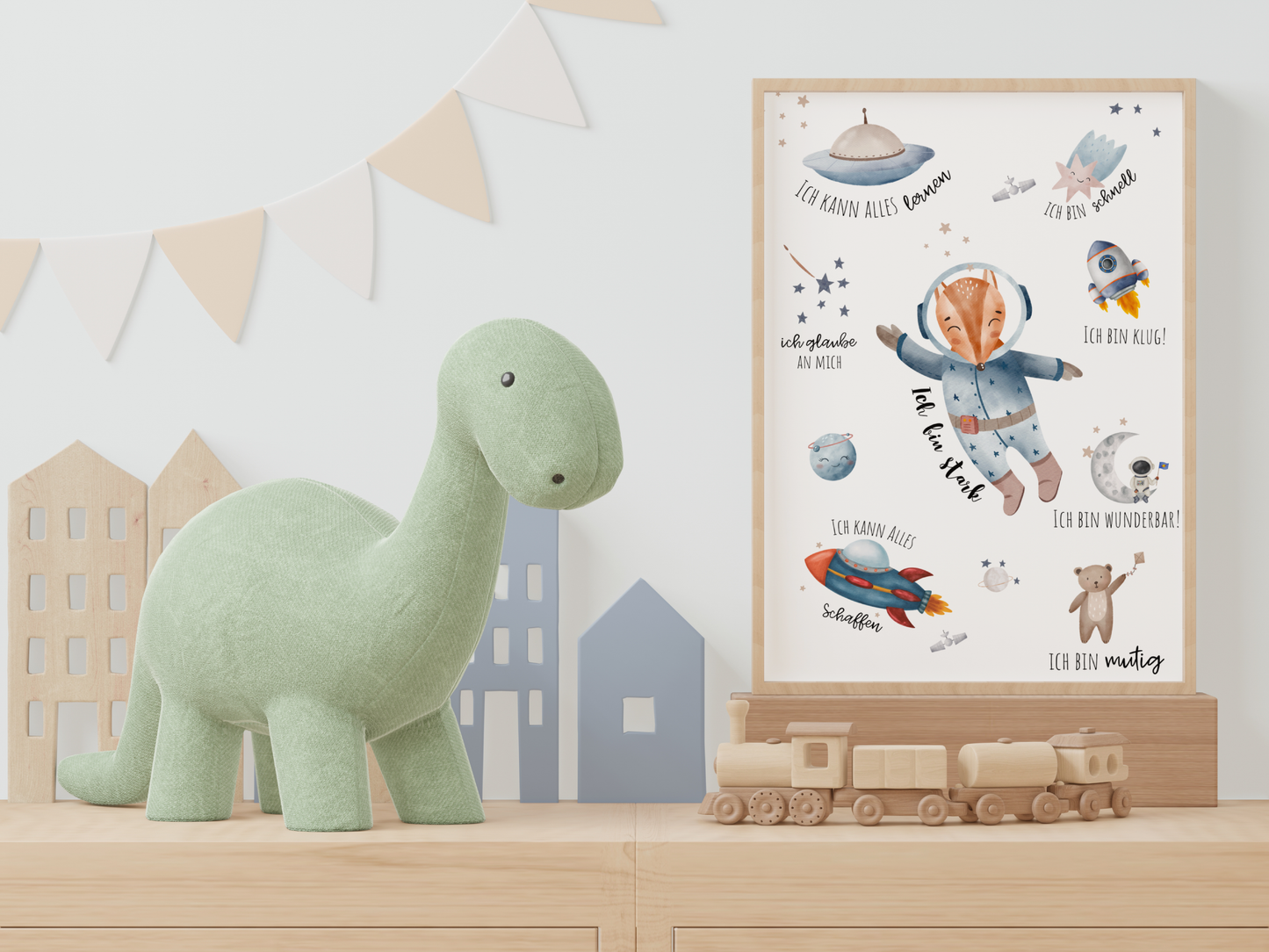 Inspirational Affirmation Poster for Kids | German Affirmation | Space Themed Positive Wall Art