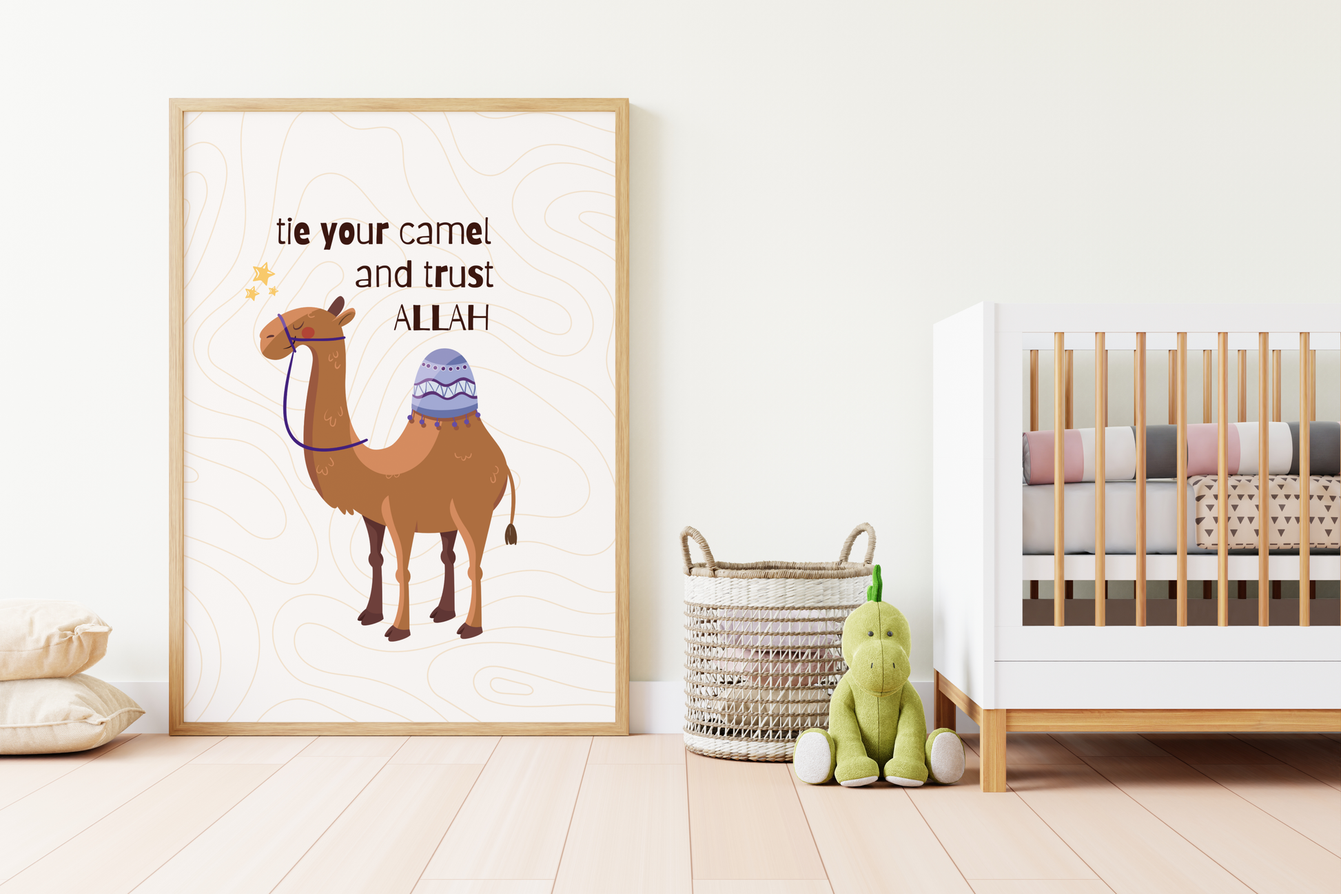 Tie Your Camel and Trust Allah | Islamic Kids Poster | Cute Camel Wall Art | Inspirational Muslim Nursery Decor | Islamic Gift for Children